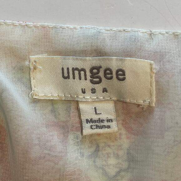 Umgee Peasant Top Womens Large Floral Mixed Print Bell Sleeve Boho Cottagecore - Picture 6 of 9